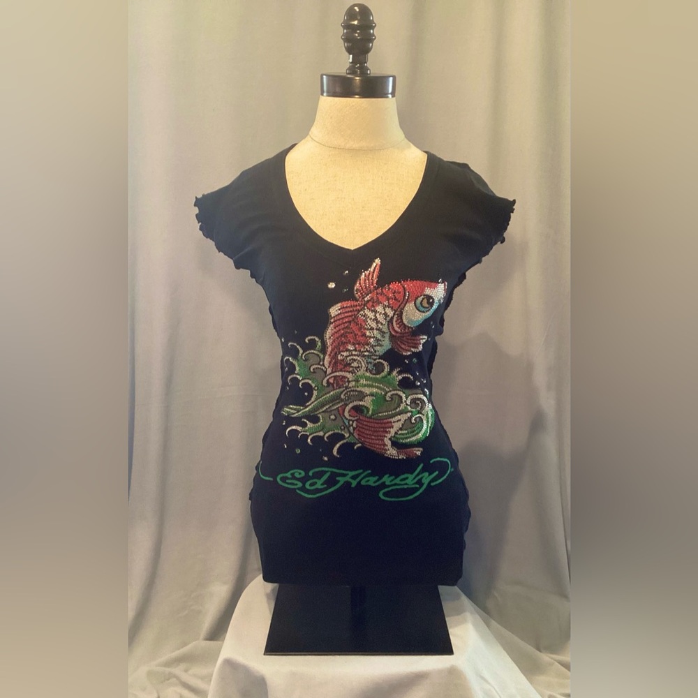 Rare Y2K Ed Hardy by Christian Audigier Mini Knit Dress/Extra Long T-shirt